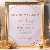Blush roze Waterverf Gold Cirkel Salon opnieuw ope Flyer
