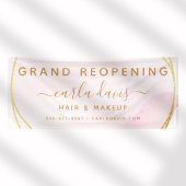 Blush roze Waterverf Gold Cirkel Salon opnieuw ope Spandoek