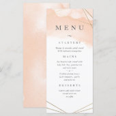 Blush roze Waterverf & Gold Geometric Lijst Menu (Voorkant / Achterkant)