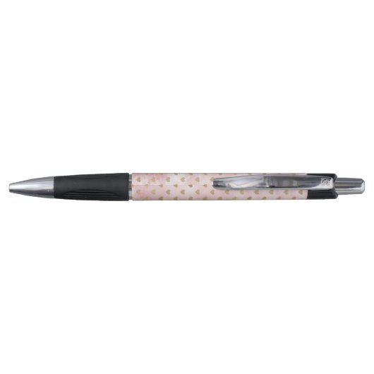 Blush roze Waterverf Gold Hearts Pen (Achterkant)