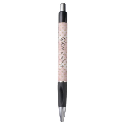 Blush roze Waterverf Gold Hearts Pen (Voorkant Verticaal)