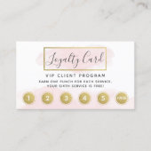 Blush Roze Waterverf Gold Loyalty Punch QR Visitekaartje (Voorkant)