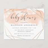 Blush Roze Waterverf Goud Geometrisch Baby shower Uitnodiging Briefkaart (Voorkant)