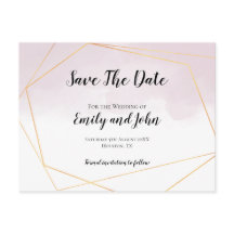 Blush Roze Waterverf Goud Geometrisch Save The Dat