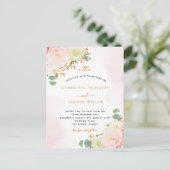 Blush roze waterverf gouden bruiloft briefkaart (Staand voorkant)