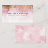 Blush Roze Waterverf Gouden Bruiloft Website Informatiekaartje (Voorkant / Achterkant)