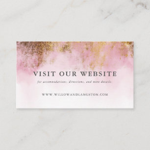 Blush Roze Waterverf Gouden Bruiloft Website Informatiekaartje