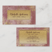 Blush Roze Waterverf Gouden Folie Visitekaartje (Voorkant / Achterkant)