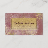 Blush Roze Waterverf Gouden Folie Visitekaartje (Voorkant)