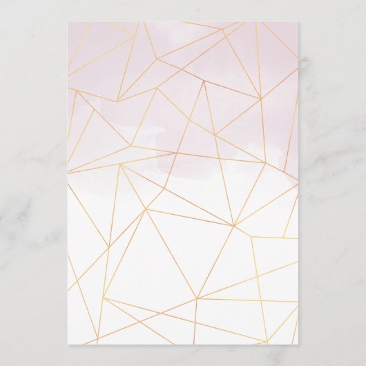 Blush Roze Waterverf Gouden Geometrische Bruiloft Menu (Achterkant)