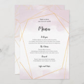 Blush Roze Waterverf Gouden Geometrische Bruiloft Menu (Voorkant / Achterkant)
