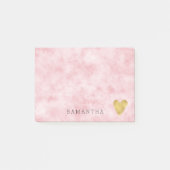  Blush Roze Waterverf Gouden Hart Post-it® Notes (Voorkant)