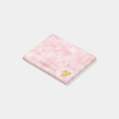 Blush Roze Waterverf Gouden Hart Post-it® Notes (Schuin)