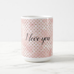 Blush roze Waterverf gouden harten Koffiemok