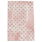 Blush roze Waterverf gouden harten Medium Cadeauzakje (Voorkant)