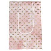 Blush roze Waterverf gouden harten Medium Cadeauzakje (Achterkant)