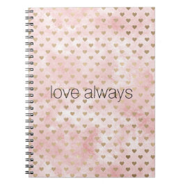 Blush roze Waterverf gouden harten Notitieboek