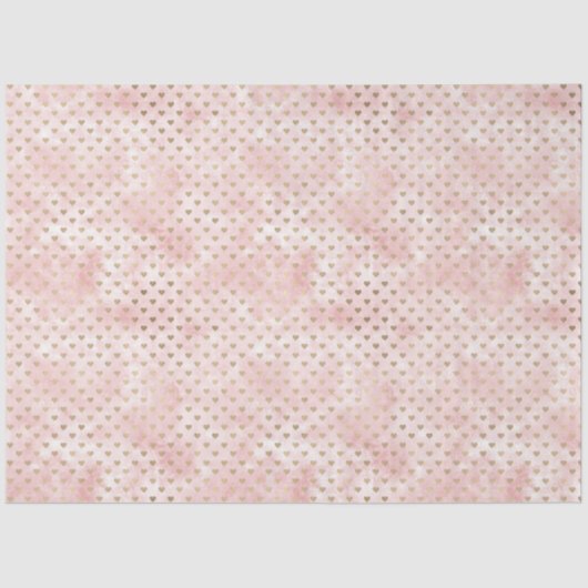 Blush roze Waterverf gouden harten Tissuepapier (Voorkant)