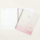 Blush roze waterverf, gouden monogram planner (Display)