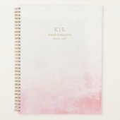Blush roze waterverf, gouden monogram planner (Voorkant)