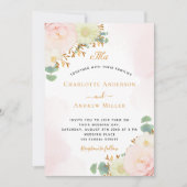 Blush roze waterverf goudmonogram bruiloft (Voorkant)