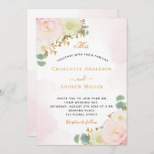 Blush roze waterverf goudmonogram bruiloft (Voorkant / Achterkant)