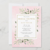 Blush Roze Waterverf groen Vrijgezellenfeest Kaart (Voorkant)