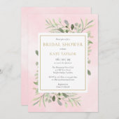 Blush Roze Waterverf groen Vrijgezellenfeest Kaart (Voorkant / Achterkant)