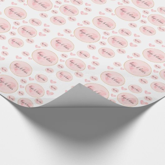 Blush roze Waterverf hart Cadeaupapier (Hoek)