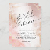 Blush Roze Waterverf Hart Script Vrijgezellenfeest Kaart (Voorkant / Achterkant)