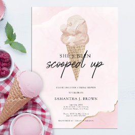 Blush Roze Waterverf Ice Cream Vrijgezellenfeest Kaart