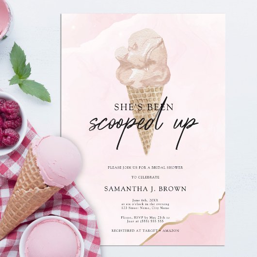 Blush Roze Waterverf Ice Cream Vrijgezellenfeest Kaart