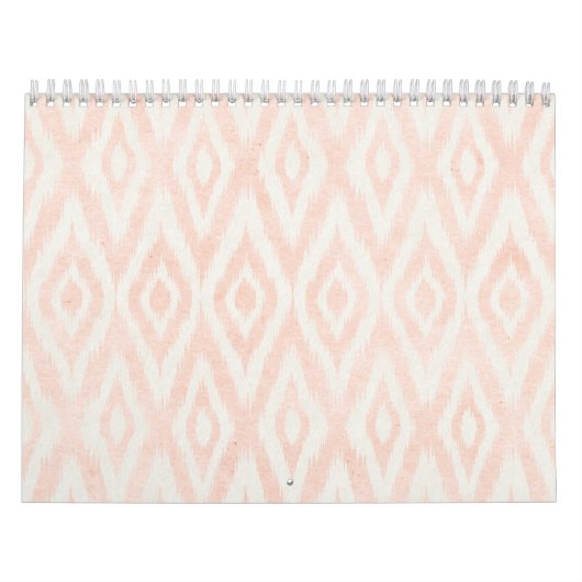 Blush roze Waterverf Ikat Geometric Painted Print Kalender (Hoes)