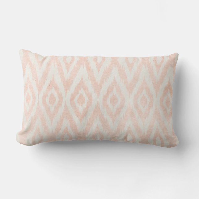 Blush roze Waterverf Ikat Geometric Painted Print Kussen (Voorkant)