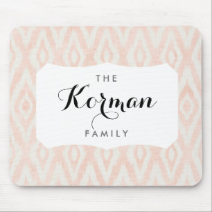 Blush roze Waterverf Ikat Geometric Painted Print Muismat