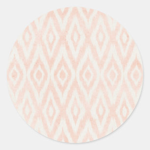 Blush roze Waterverf Ikat Geometric Painted Print Ronde Sticker