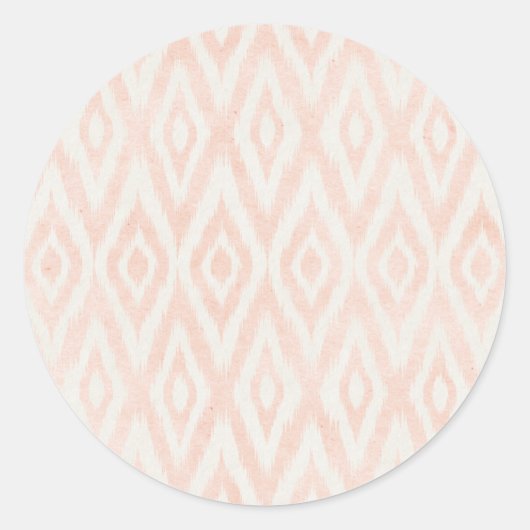 Blush roze Waterverf Ikat Geometric Painted Print Ronde Sticker (Voorkant)