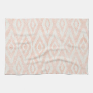 Blush roze Waterverf Ikat Geometric Painted Print Theedoek