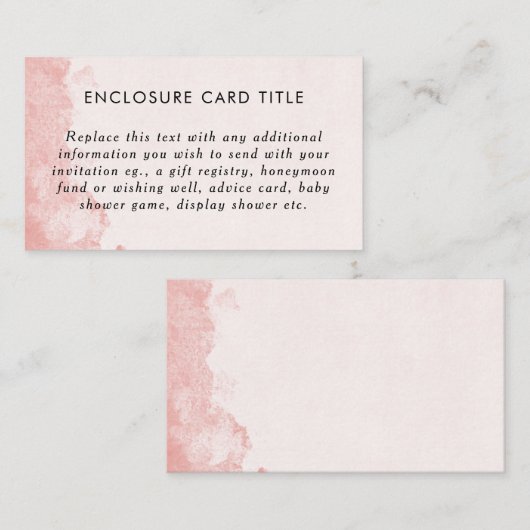 Blush Roze Waterverf inktwas textuur DIY Informatiekaartje (Voorkant / Achterkant)
