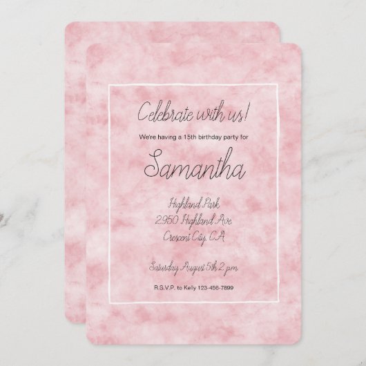  Blush Roze Waterverf Kaart (Voorkant / Achterkant)