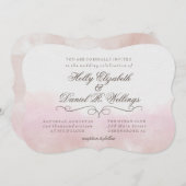 Blush roze Waterverf kalligrafie bruiloft uitnodig Kaart (Voorkant / Achterkant)