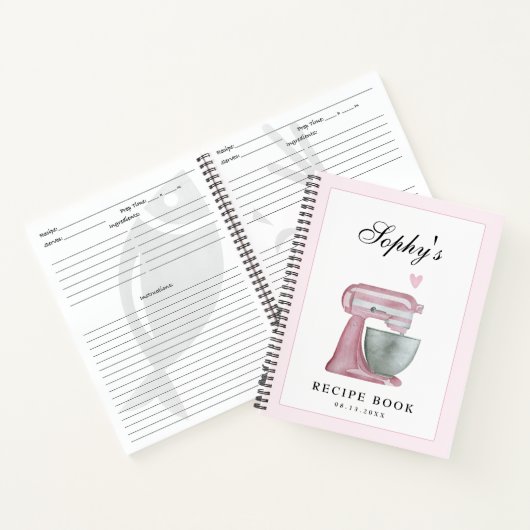 Blush Roze Waterverf Keuken Recept Boek (Binnen)