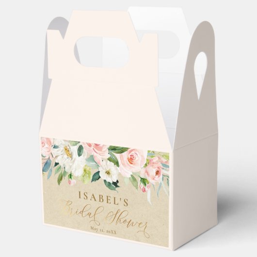 Blush Roze Waterverf & Kraft Rustiek Vrijgezellenf Bedankdoosjes (Geopend)