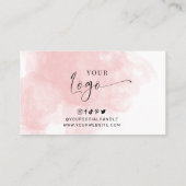 Blush roze Waterverf legant Script Logo Salon Klantenkaartje (Achterkant)