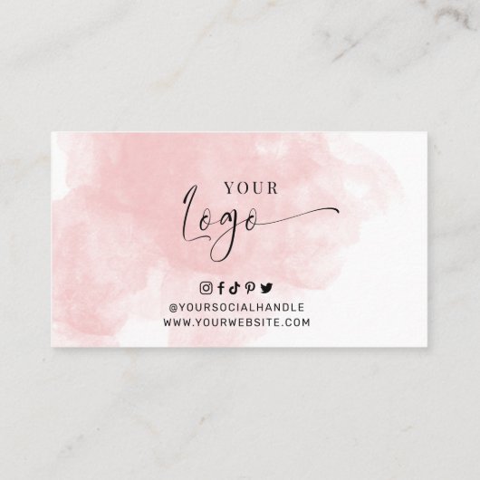 Blush roze Waterverf legant Script Logo Salon Klantenkaartje (Achterkant)