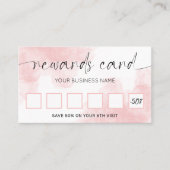 Blush roze Waterverf legant Script Logo Salon Klantenkaartje (Voorkant)