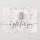 Blush roze waterverf logo gift certificaat (Voorkant / Achterkant)