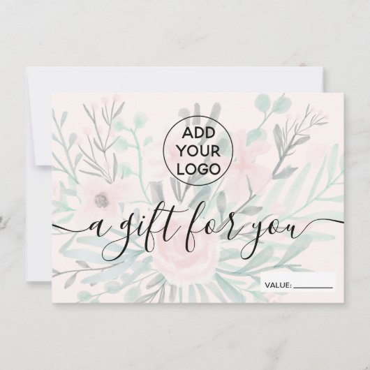 Blush roze waterverf logo gift certificaat (Voorkant)