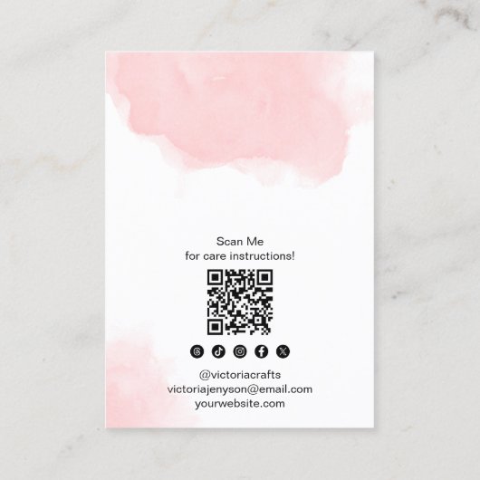 Blush Roze Waterverf logo sieraden oorbel display Visitekaartje (Achterkant)