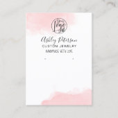 Blush Roze Waterverf logo sieraden oorbel display Visitekaartje (Voorkant)